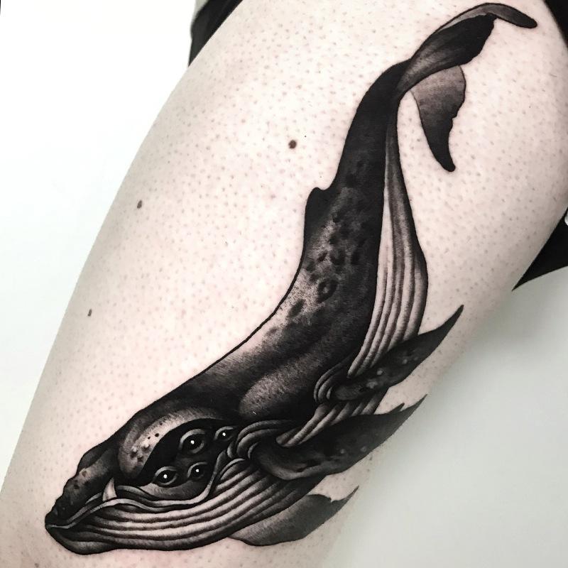 tatuajes valencia tatuaje silvia blackbunny ink No Land Tattoo Parlour  ballena whale - No Land Tattoo Parlour